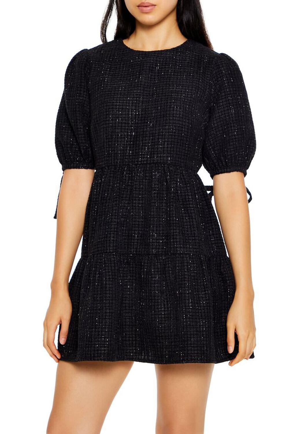 Boucle Puff-Sleeve A-Line Mini Dress | Forever 21 Product Image