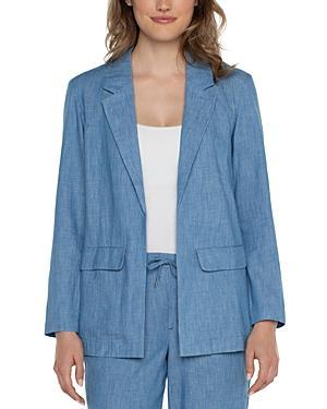 Liverpool Los Angeles Chambray Boyfriend Blazer with Princess Darts (Chambray) Women's Jacket Product Image