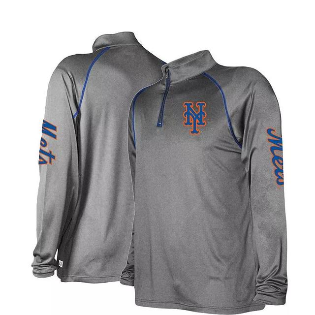 Mens Stitches Heather Gray New York Mets Wordmark Raglan Quarter-Zip Top Product Image