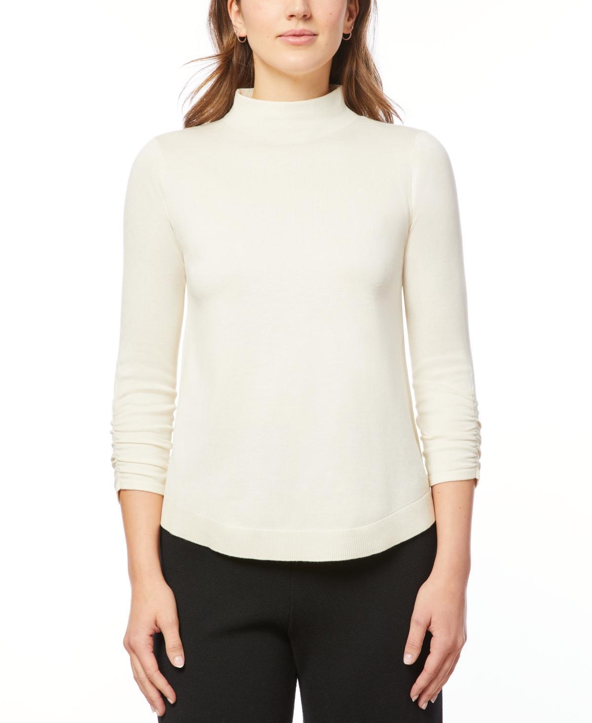 Melissa Paige Womens Ruched-Sleeve Funnel-Neck Sweater Product Image