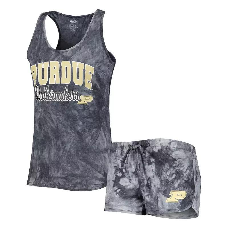 Womens Concepts Sport Charcoal Purdue Boilermakers Billboard Tie-Dye Tank Top and Shorts Sleep Set Product Image