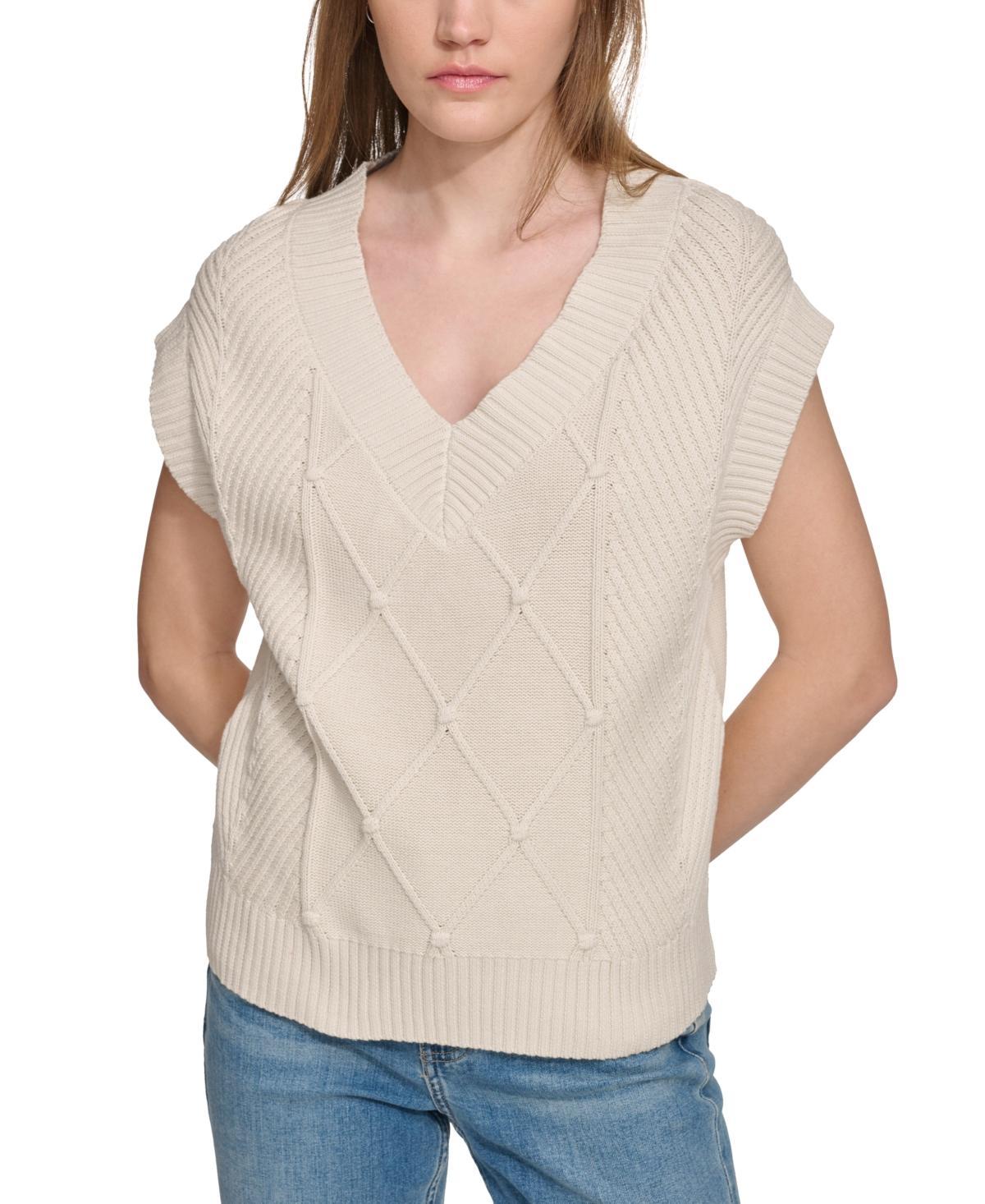 Calvin Klein Jeans Womens Extended-Shoulder Cable-Knit Vest Product Image