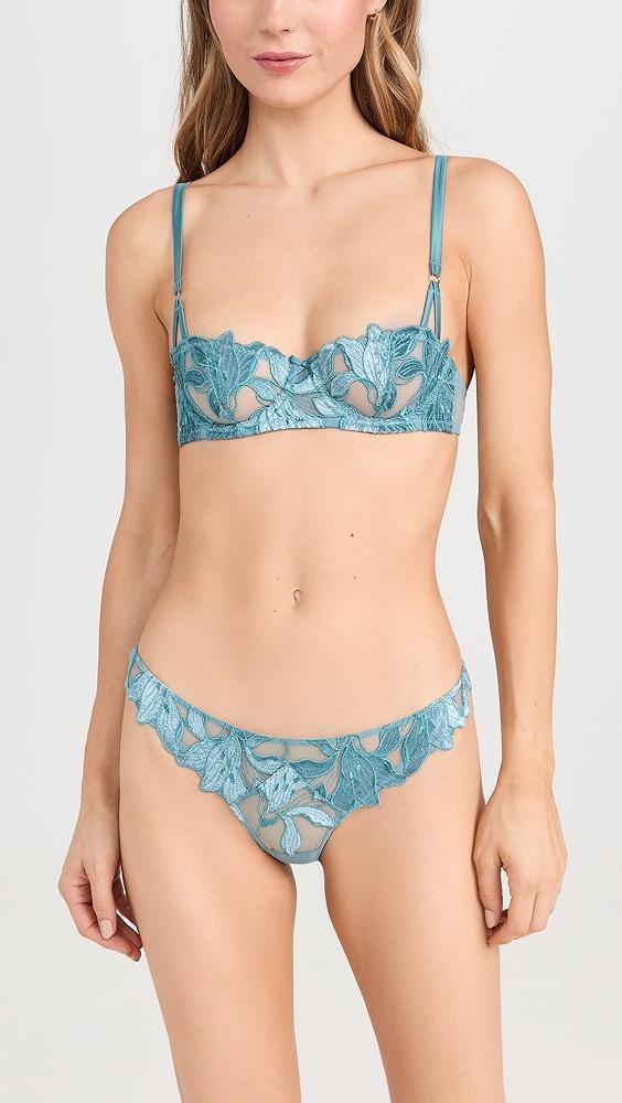 Fleur du Mal Velvet Lily Embrodiery Thong | Shopbop Product Image