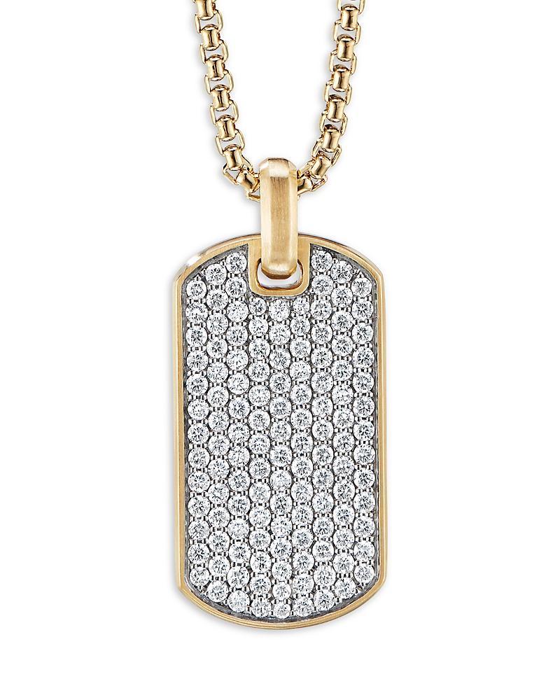 Mens Chevron Tag Pendant in 18K Gold, 35mm Product Image