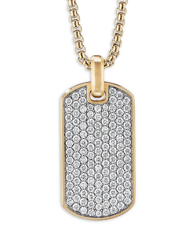 Mens Chevron Tag Pendant in 18K Gold, 35mm Product Image