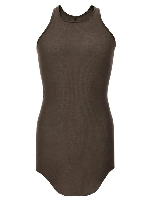 Sleeveless Crewneck Ribbed Tank Top In Brown Product Image