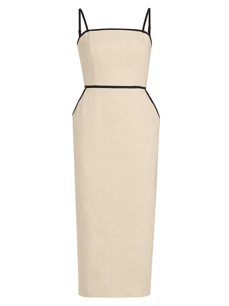 Amara Sleeveless Contrast-Trim Midi Dress Product Image