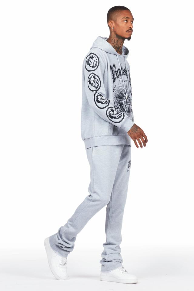 Yarden Grey Graphic Hoodie/Stacked Flare Pant Track Set Male Product Image