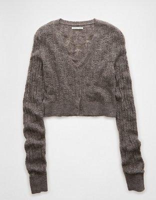 AE Wispy-Knit Cropped Cardigan Product Image