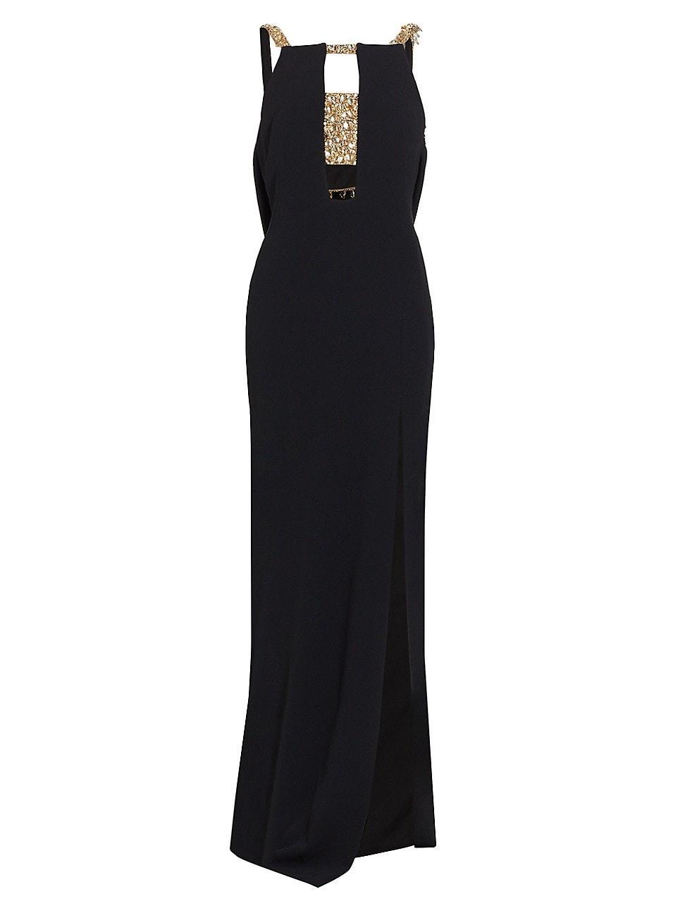 Womens Embellished Crepe Cut-Out Gown Product Image