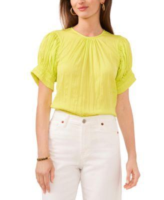 Vince Camuto Womens Puff-Sleeve Crinkle Blouse product image