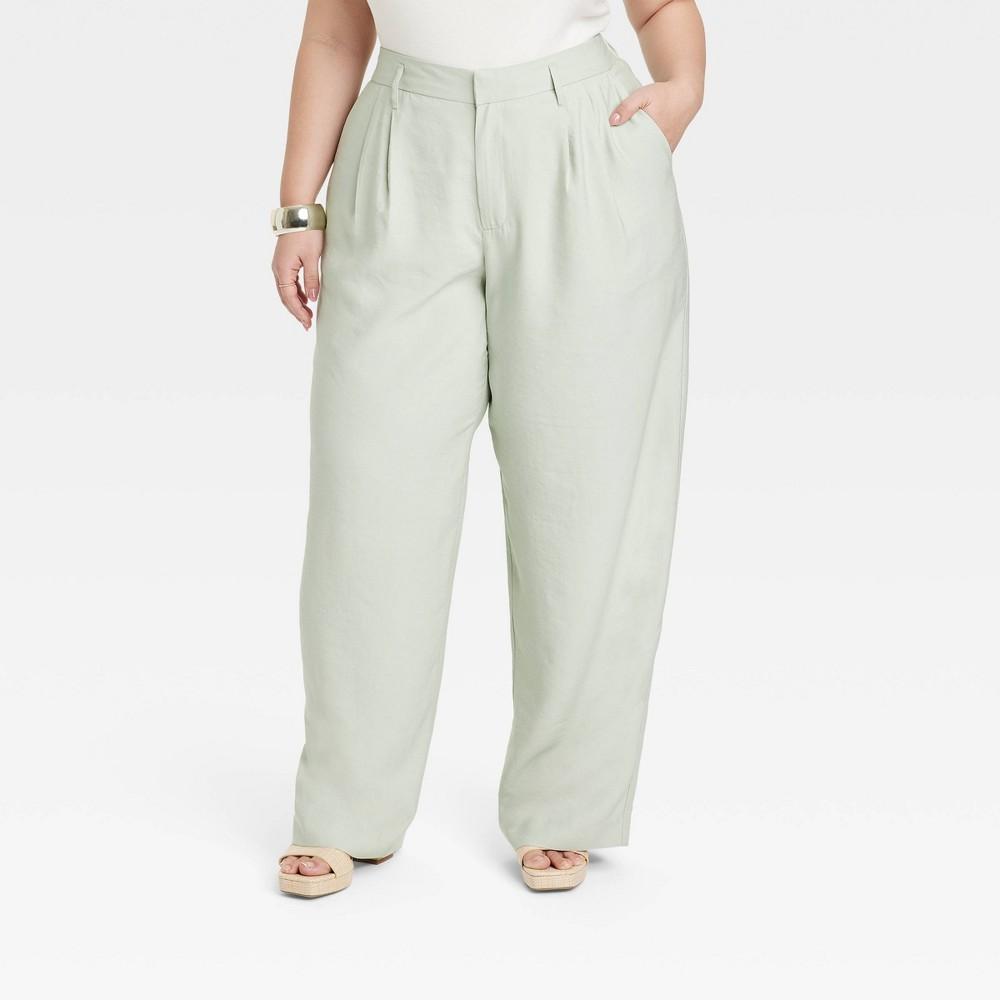 Womens High-Rise Straight Trousers - A New Day Light 17 Long Product Image