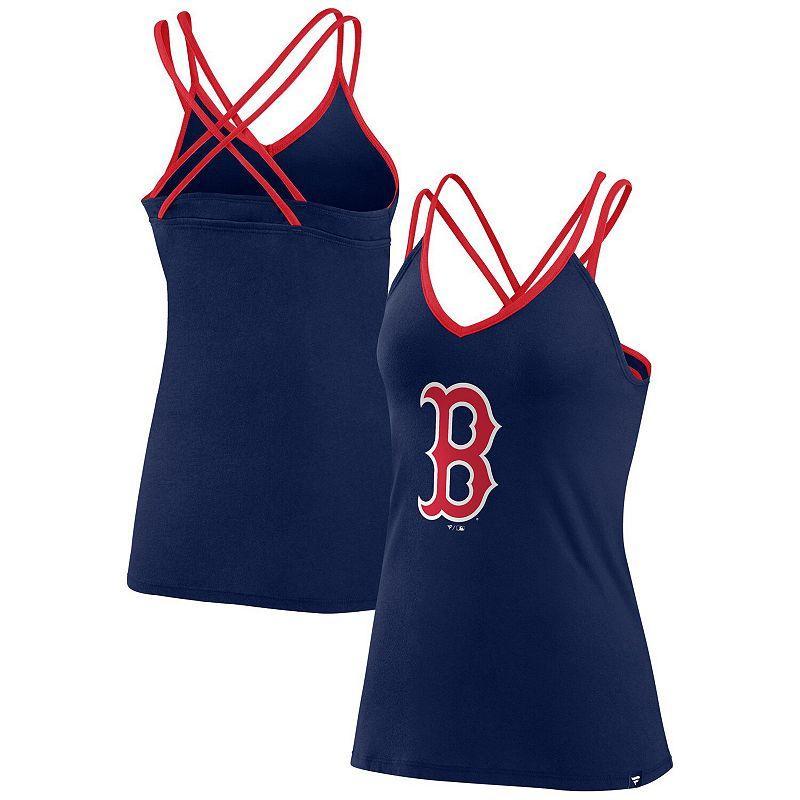 Womens Fanatics Branded Boston Red Sox Barrel It Up Cross Back V-Neck Tank Top Blue Product Image