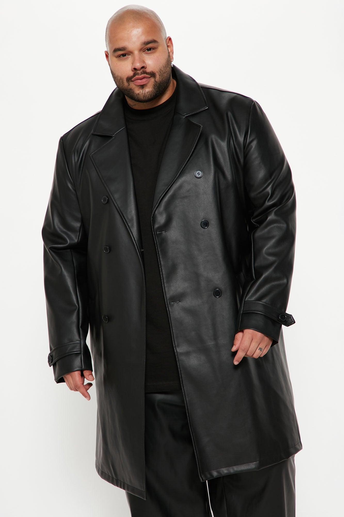 Feeling Risky Double Breasted Faux Leather Trench Coat - Black Product Image