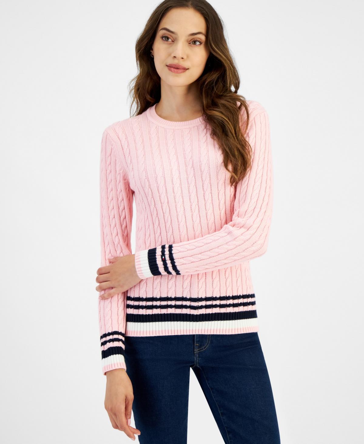 Tommy Hilfiger Womens Cable-Knit Crewneck Sweater Product Image