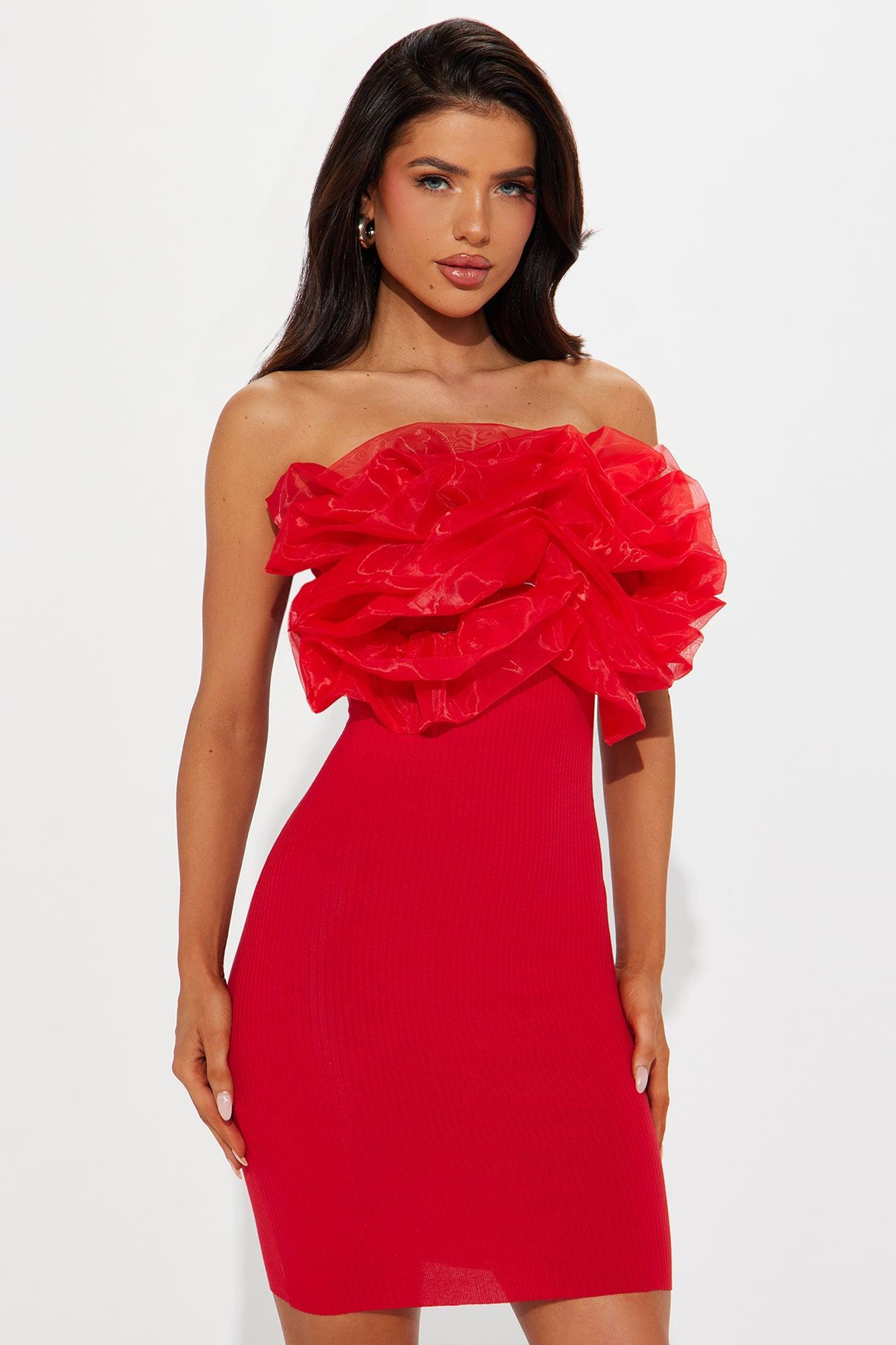 Ruffle Up Mini Dress - Red Product Image