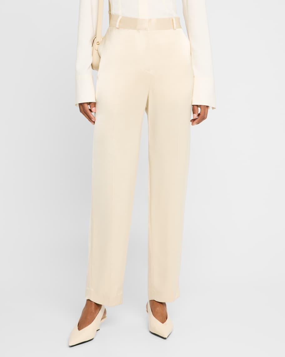 Low-Rise Satin Straight-Leg Trousers Product Image