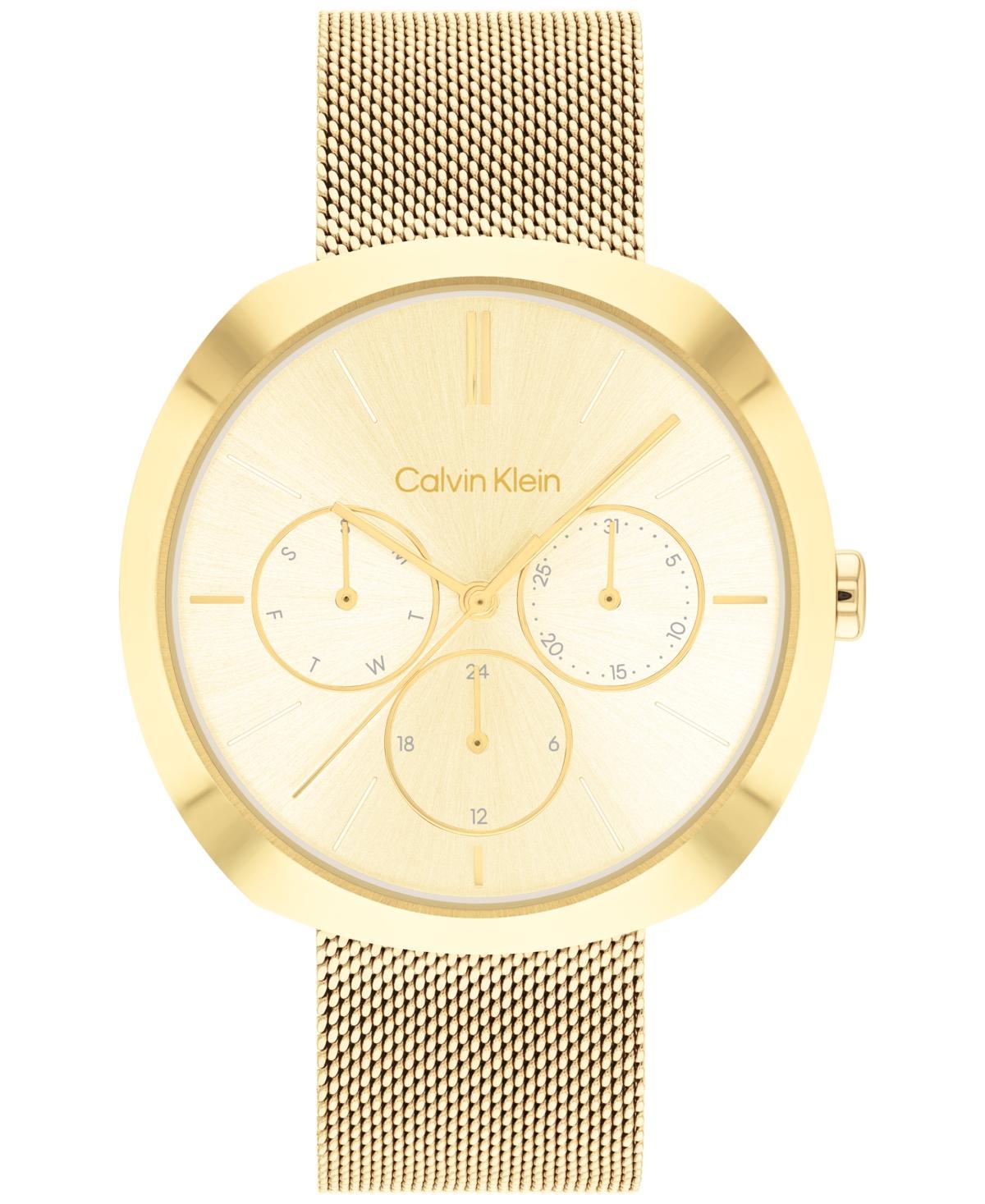 Calvin Klein Womens Multifunction Gold-Tone Stainless Steel Mesh Bracelet Watch 38mm Womens Shoes Product Image