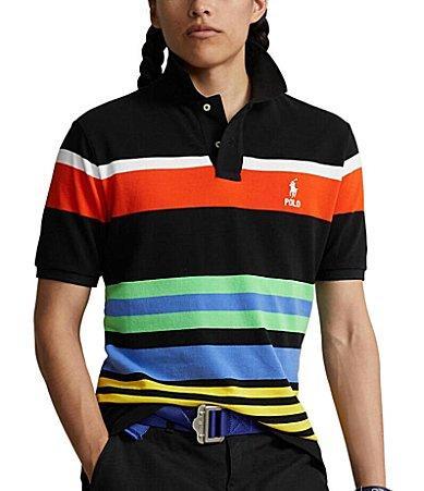 Polo Ralph Lauren Classic-Fit Striped Short Sleeve Mesh Polo Shirt Product Image