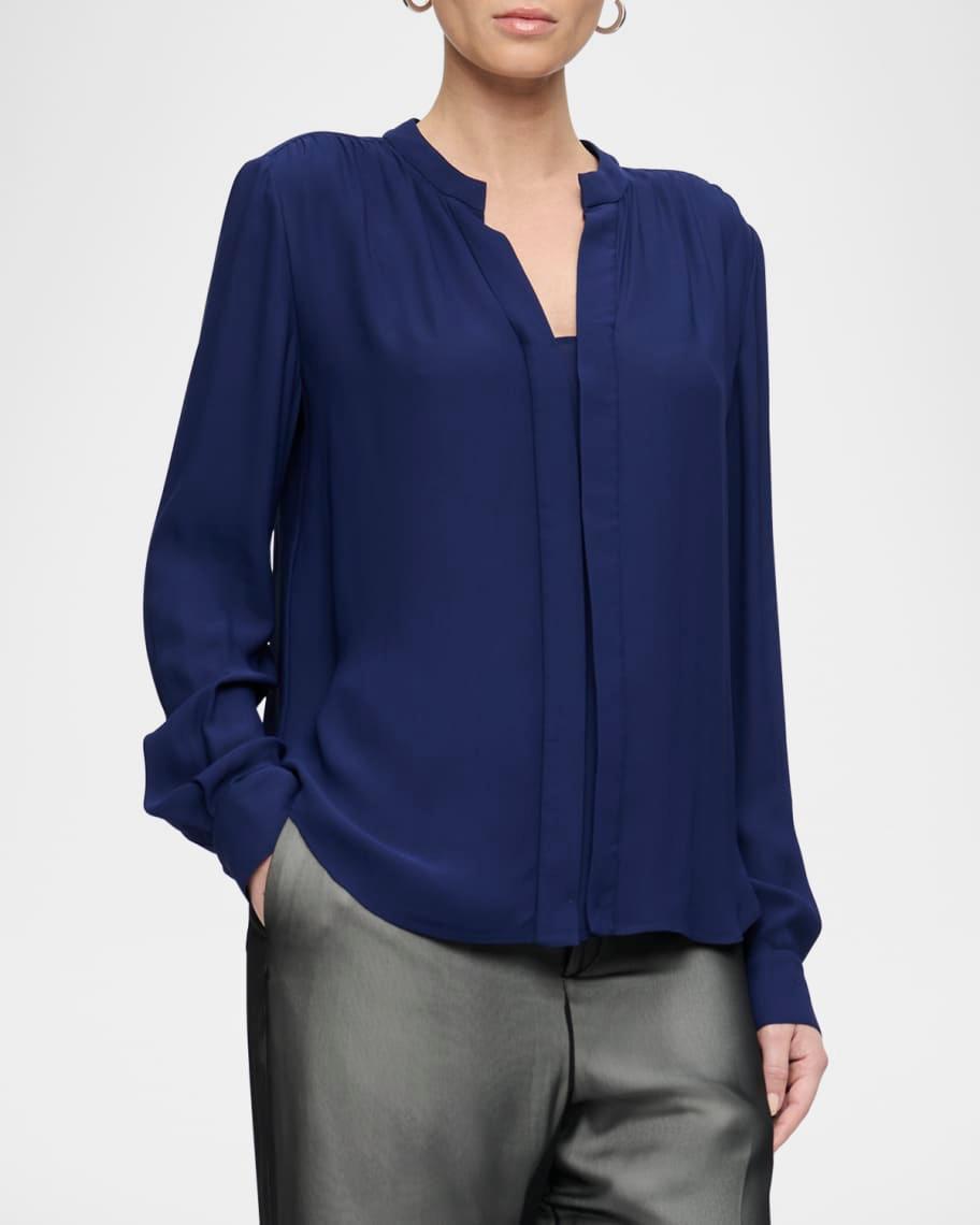 Athena Long-Sleeve Viscose Crepe Blouse Product Image