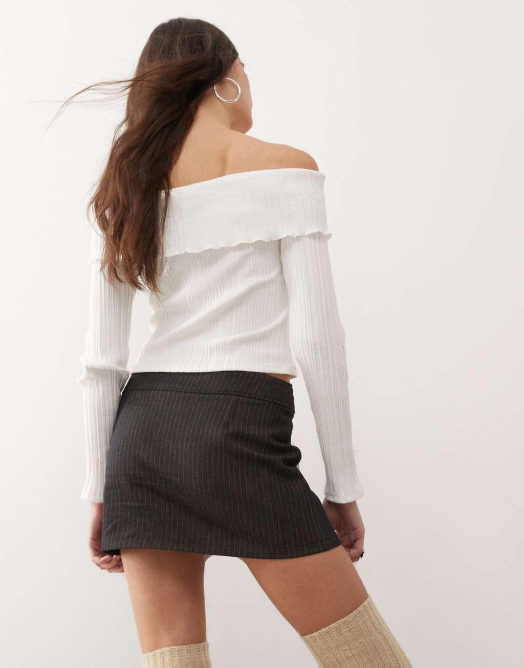 COLLUSION low rise pinstripe mini skirt in black Product Image