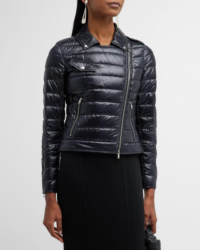 Womens Quilted Down Moto Jacket Product Image