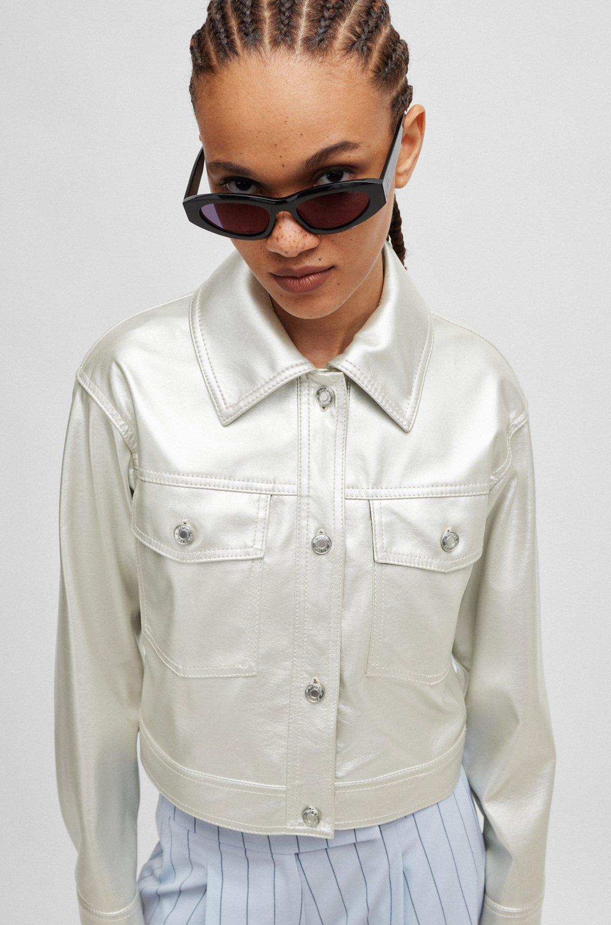 Relaxed-fit jacket in metallic faux leather Product Image