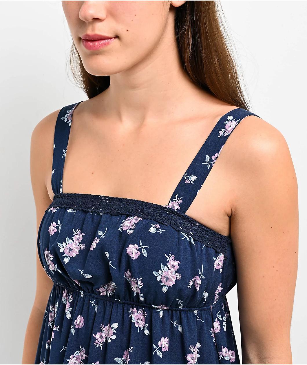 Spicychix Dark Floral Blue Dress Product Image