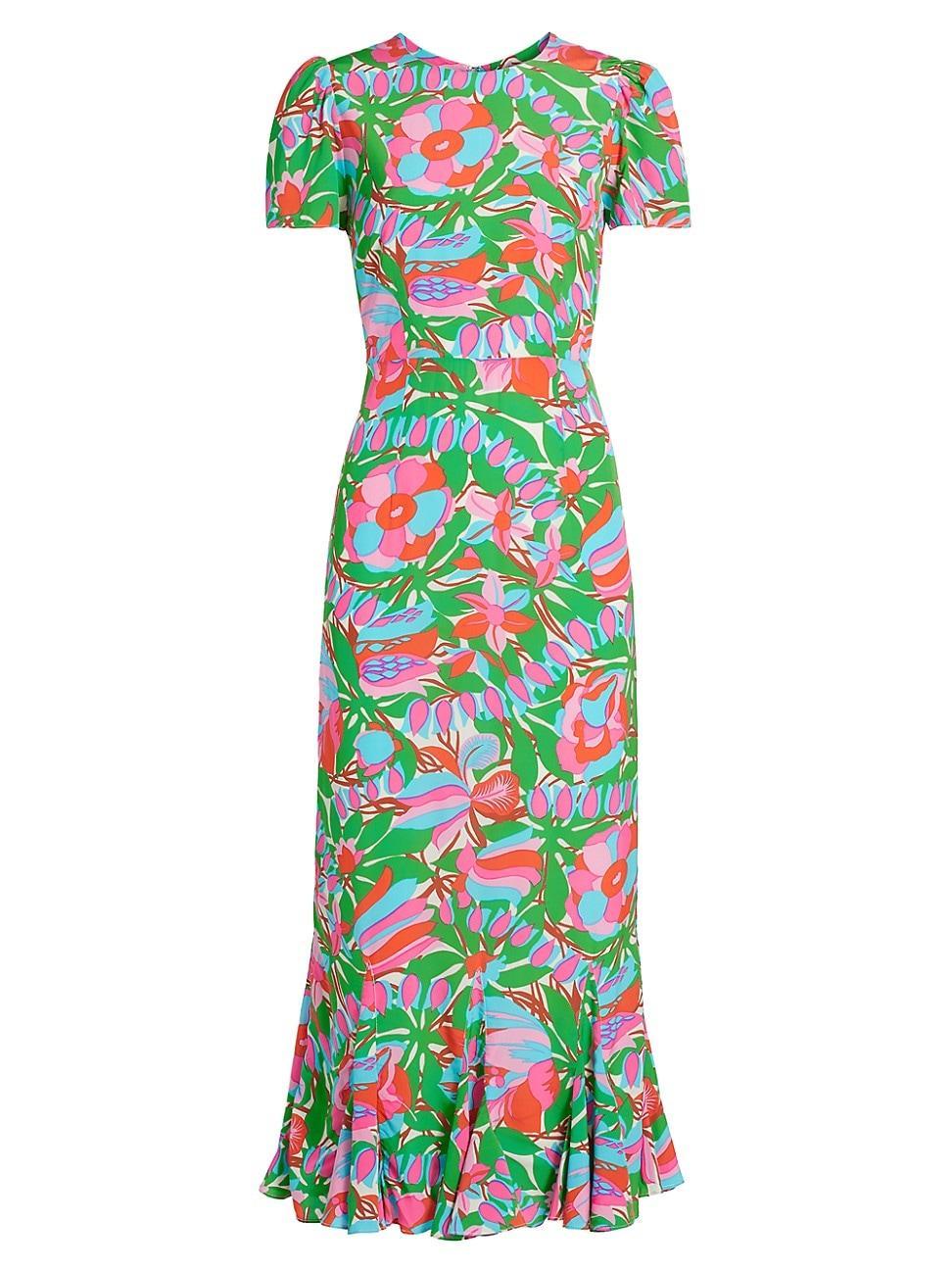 Womens Lulani Floral Ruffled Midi-Dress Product Image