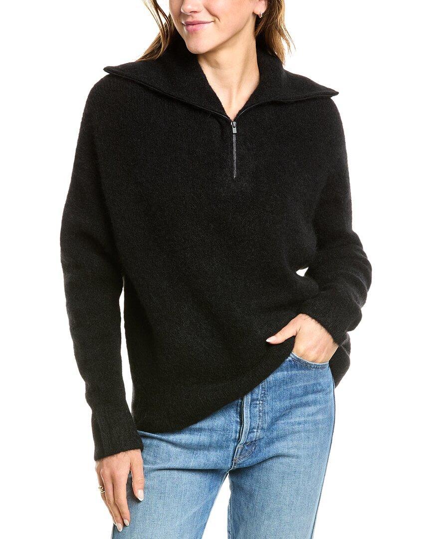 VINCE 1/4-zip Alpaca-blend Sweater In Black Product Image