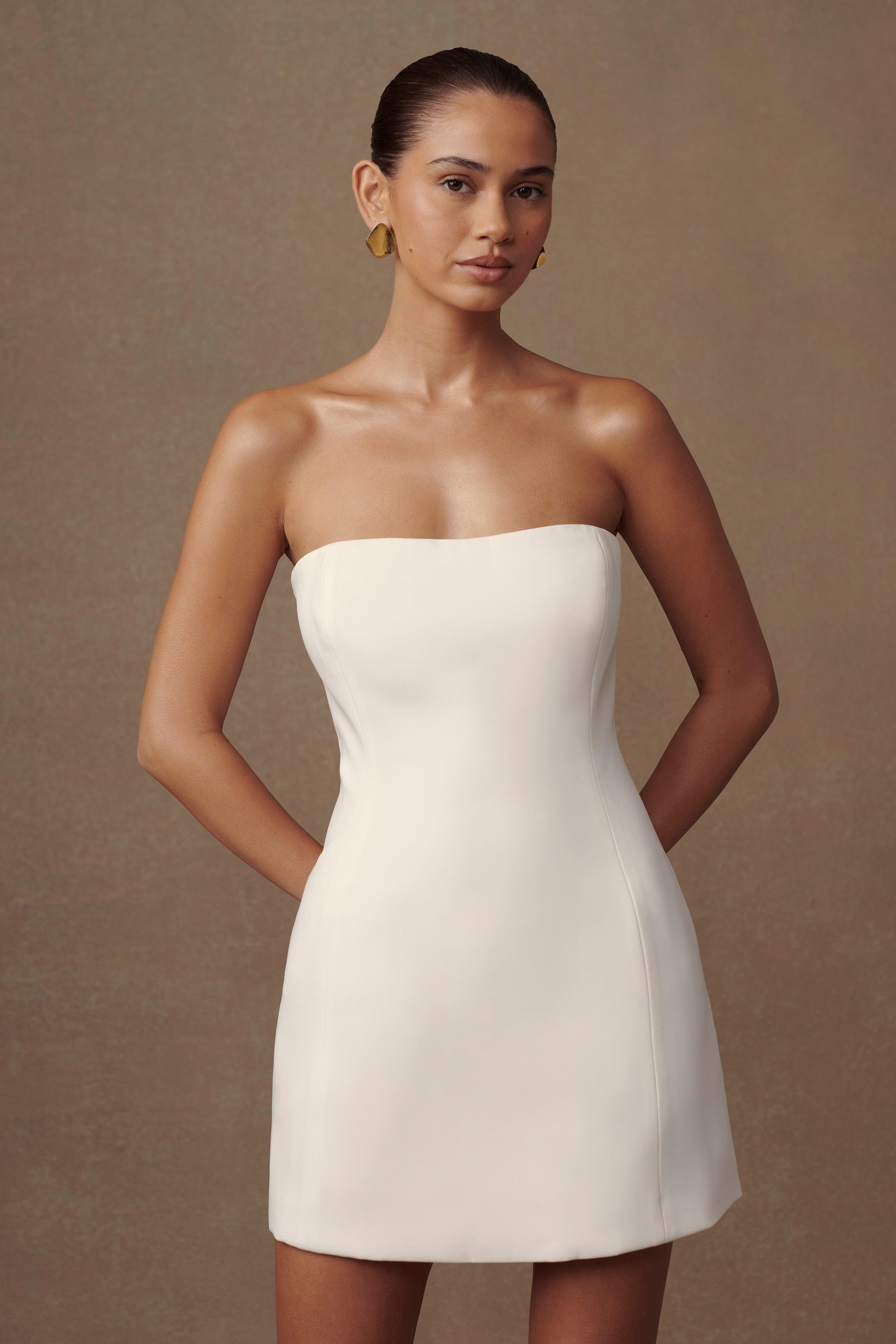 Neeka Strapless Bow Back Mini Dress - White Product Image