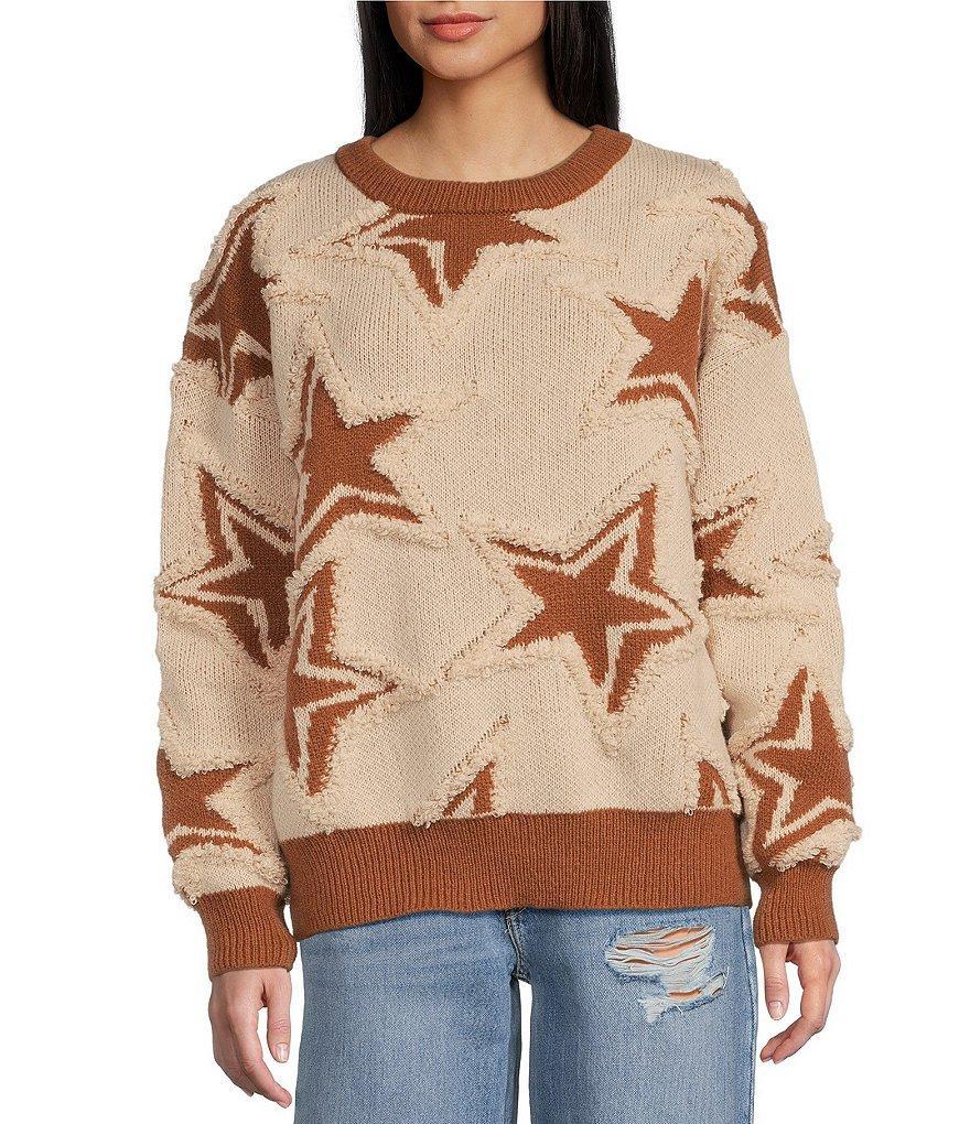 Sadie & Sage Show Time Star Intarsia Oversized Sweater Product Image