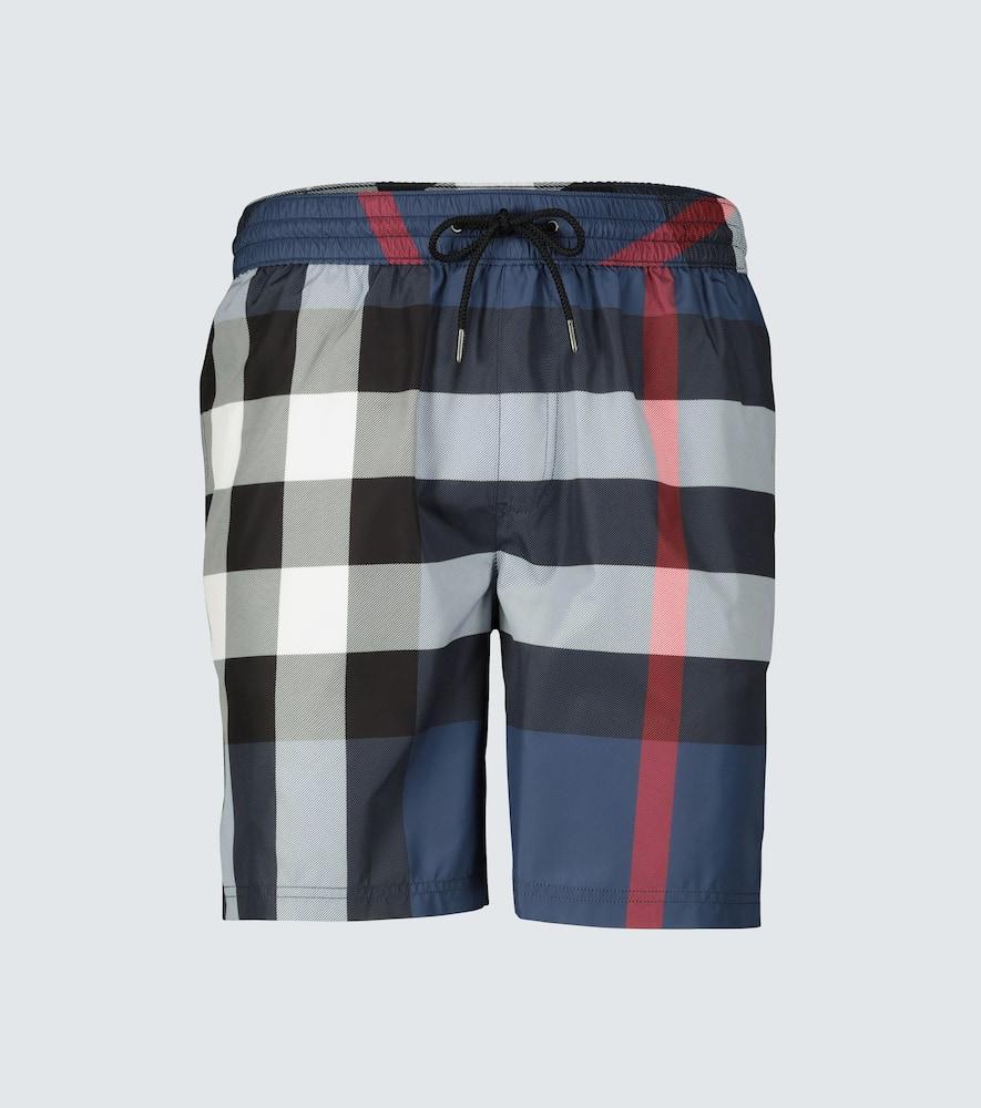 BURBERRY Large Check-printed Swim Shorts In Blue Product Image