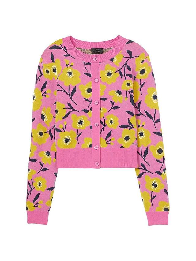 Womens Sunshine Floral Wool-Blend Crop Cardigan Product Image