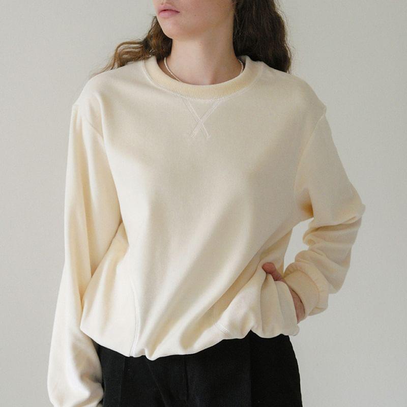 Crew Neck Plain Oversized Pullover Product Image