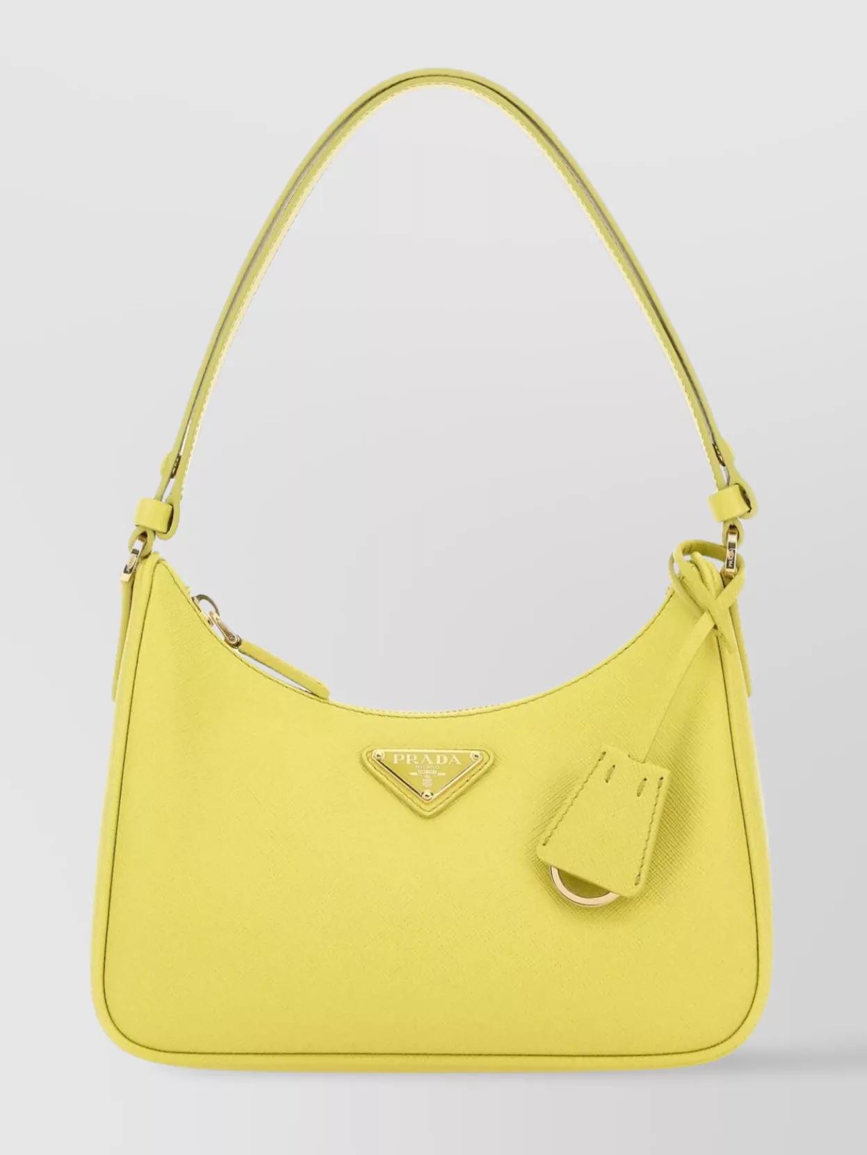 Woman Acid Green Leather Mini  Re-edition Shoulder Bag In Yellow Product Image