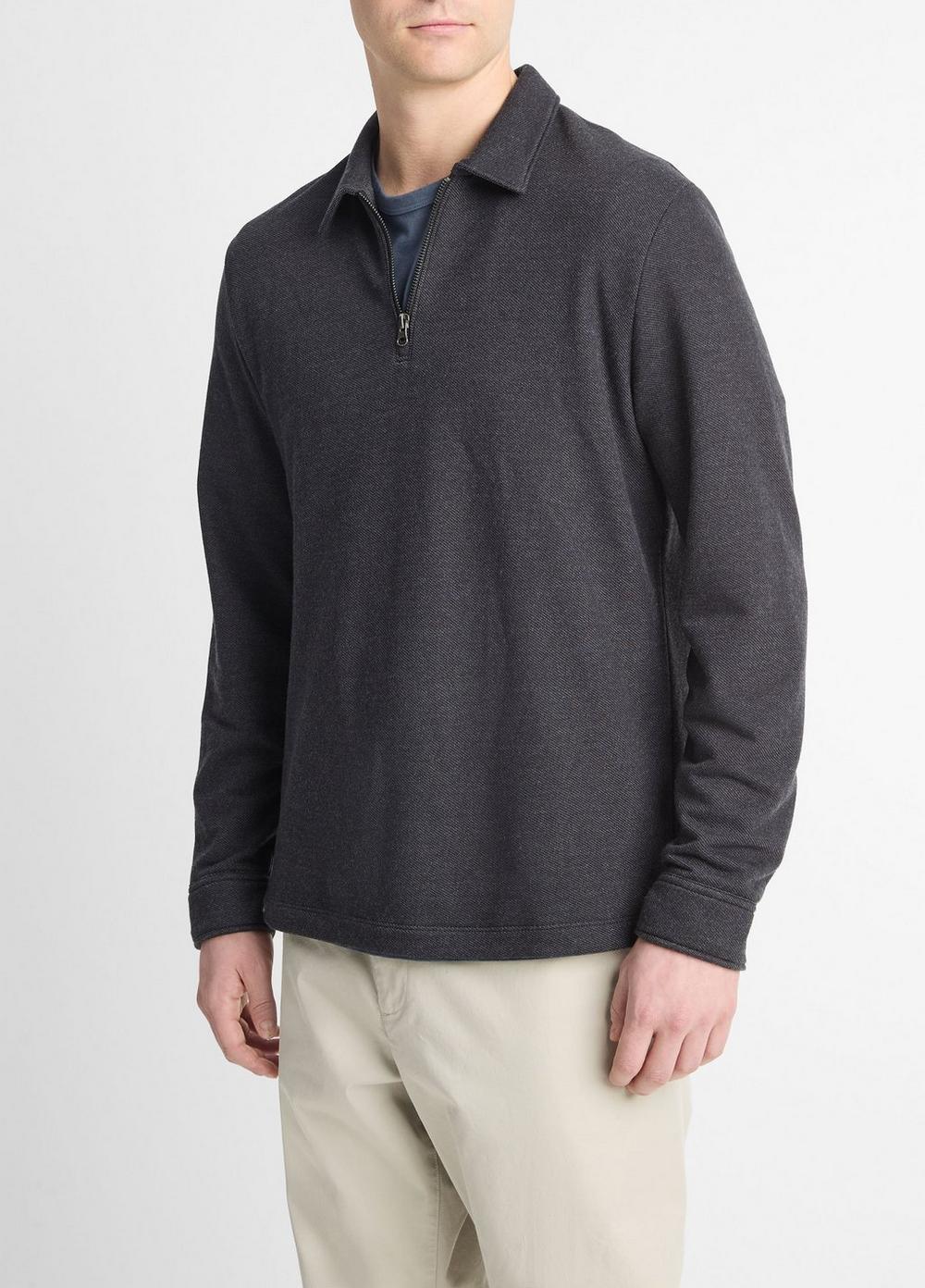 Diagonal Terry Quarter-Zip Polo Pullover Product Image