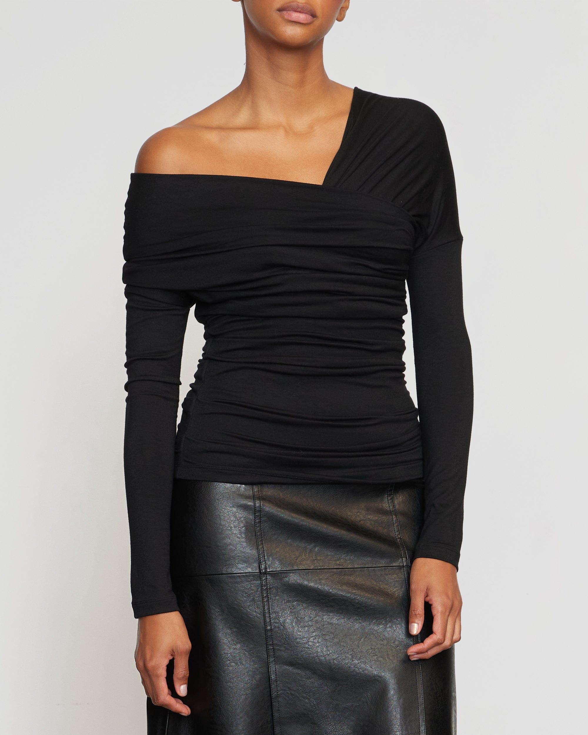 Theresa Ruched Off-Shoulder Long-Sleeve Tee Product Image