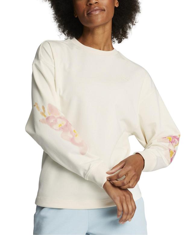 Puma Womens Watercolor Floral Graphic Crewneck Sweatshirt Product Image