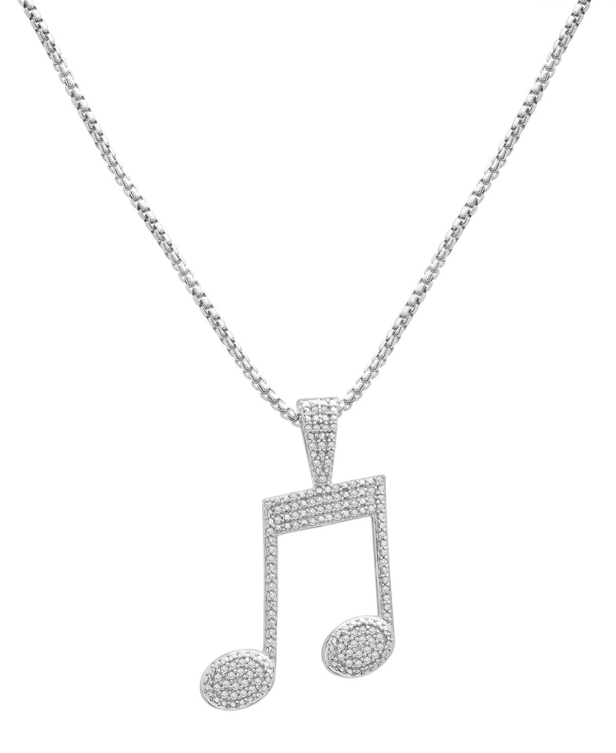 Mens Diamond Pave Music Note 22 Pendant Necklace (1/4 ct. t.w.) in Sterling Silver Product Image