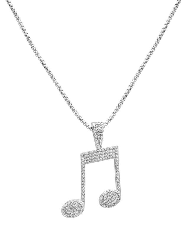 Mens Diamond Pave Music Note 22 Pendant Necklace (1/4 ct. t.w.) in Sterling Silver Product Image