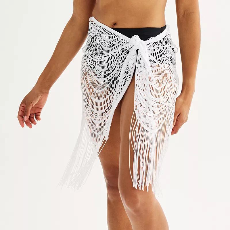 Womens Freshwater Fringed Sheer Lace Swim Cover-Up Pareo Skirt Product Image