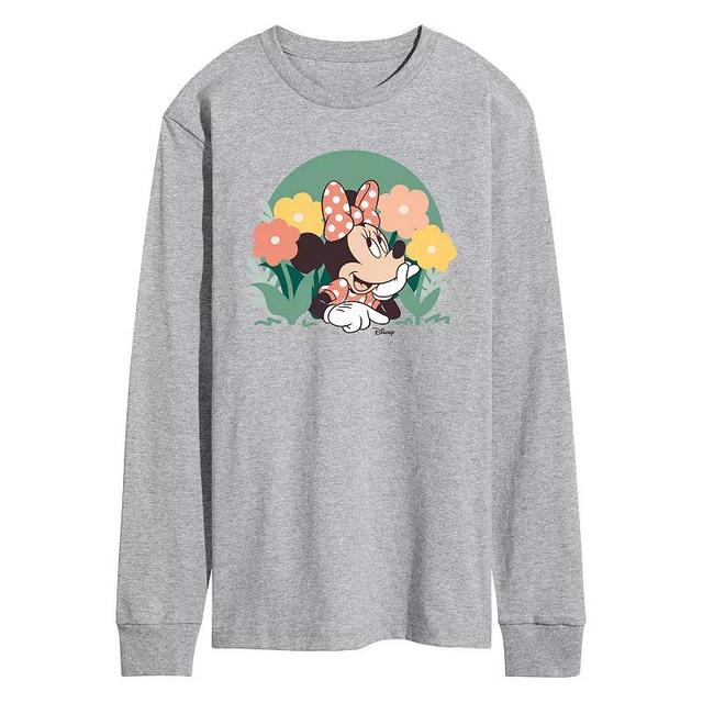 Disneys Minnie Mouse Mens Flowers Long Sleeve Graphic Tee Product Image