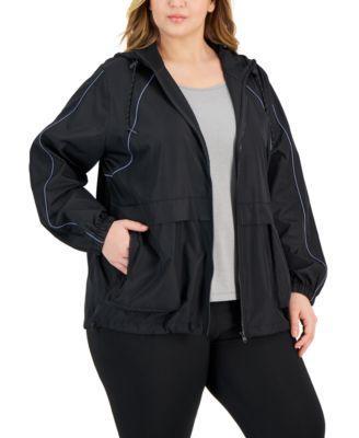 Plus Size Packable Zip-Front Hooded Jacket, Created for Macy's Product Image