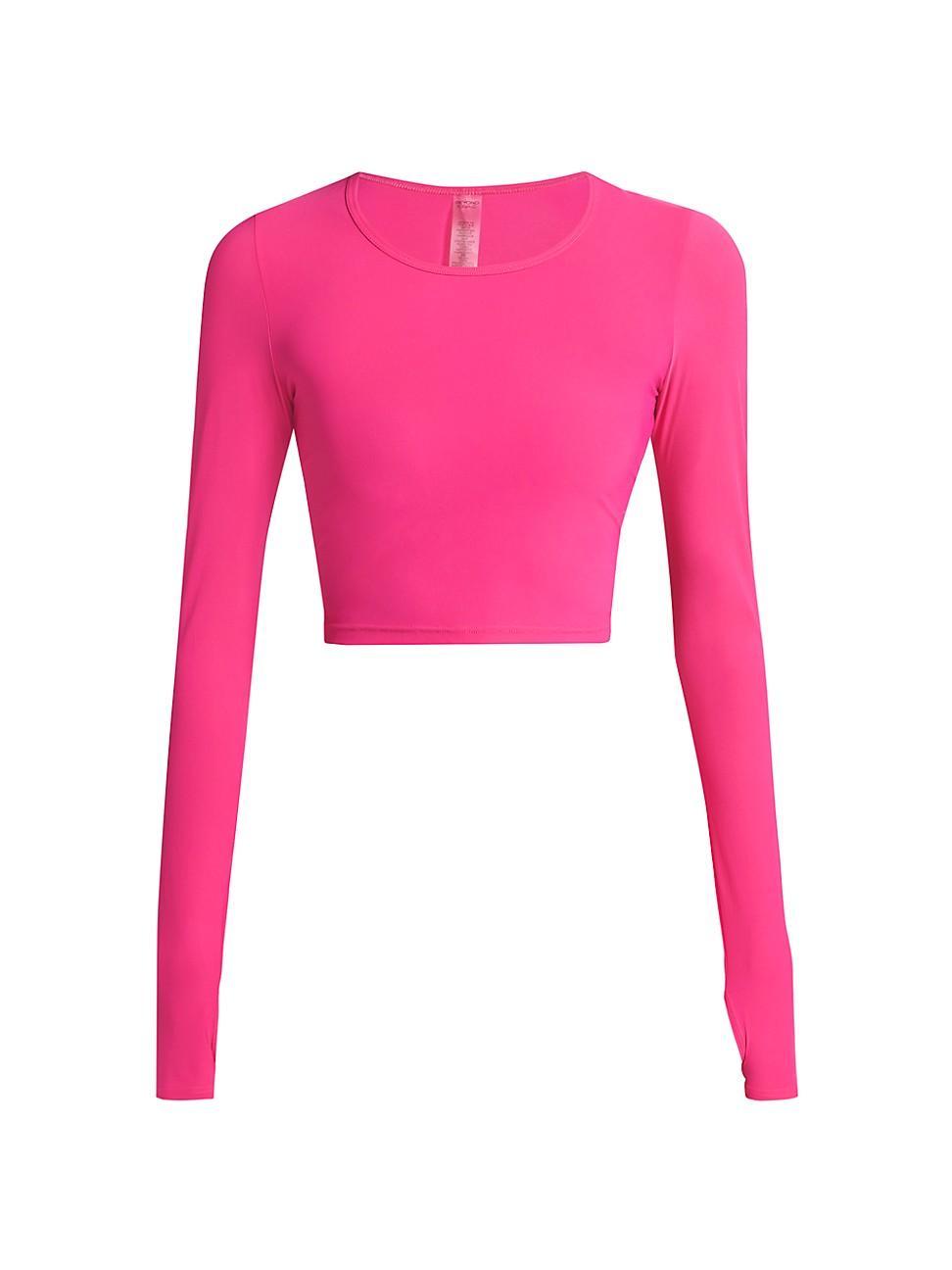 Beyond Yoga Powerbeyond Lite Cardio Cropped Top in Fuchsia. Product Image