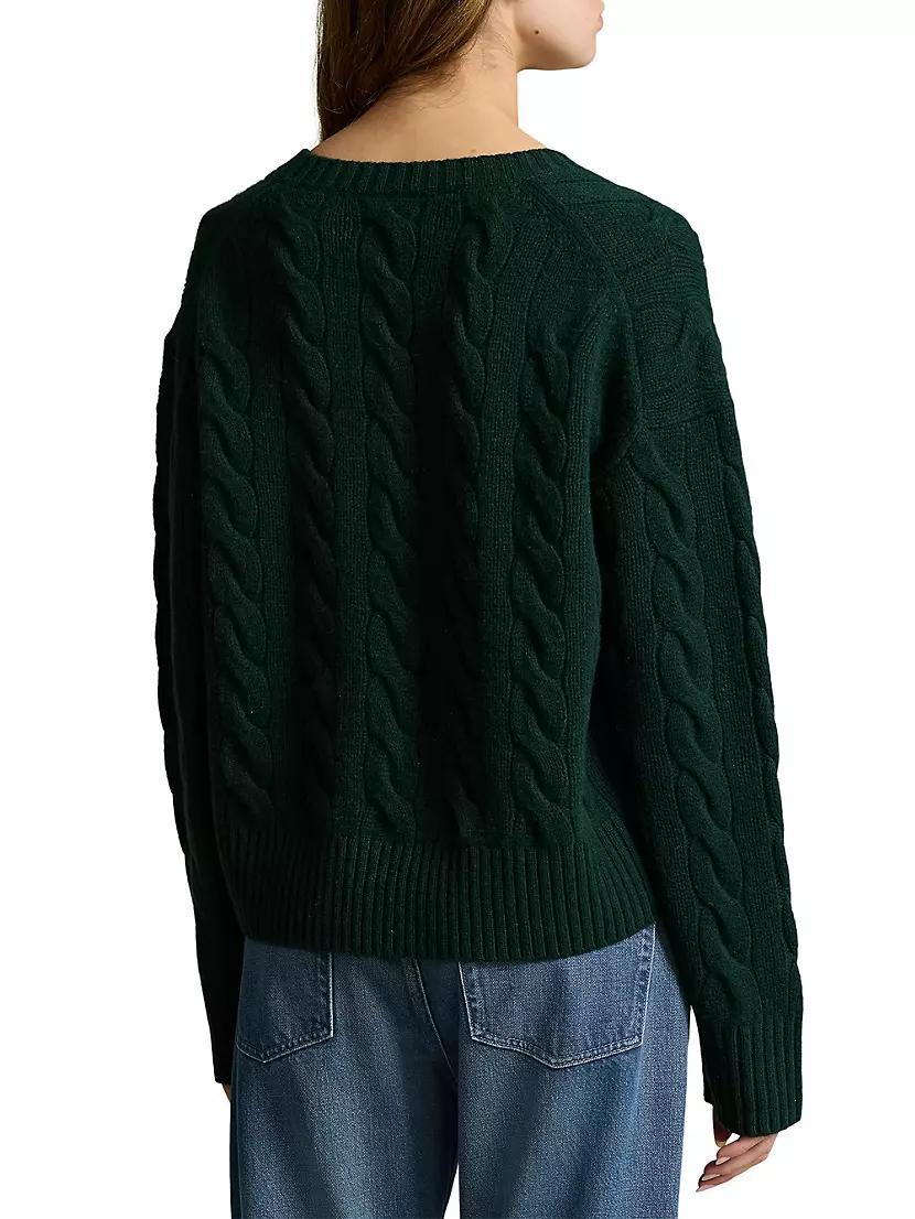 Wool-Cashmere Cable-Knit V-Neck Sweater Product Image