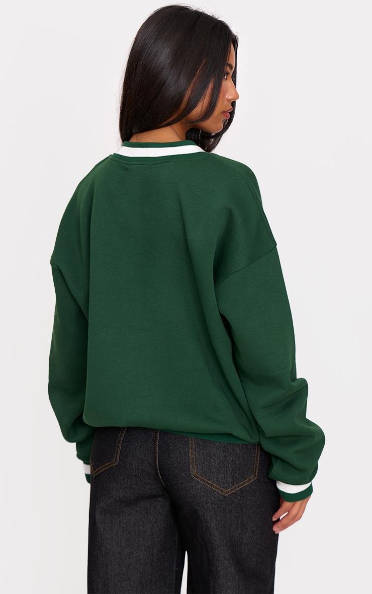 Dark Green Vienna Sports V Neck Sweatshirt Product Image