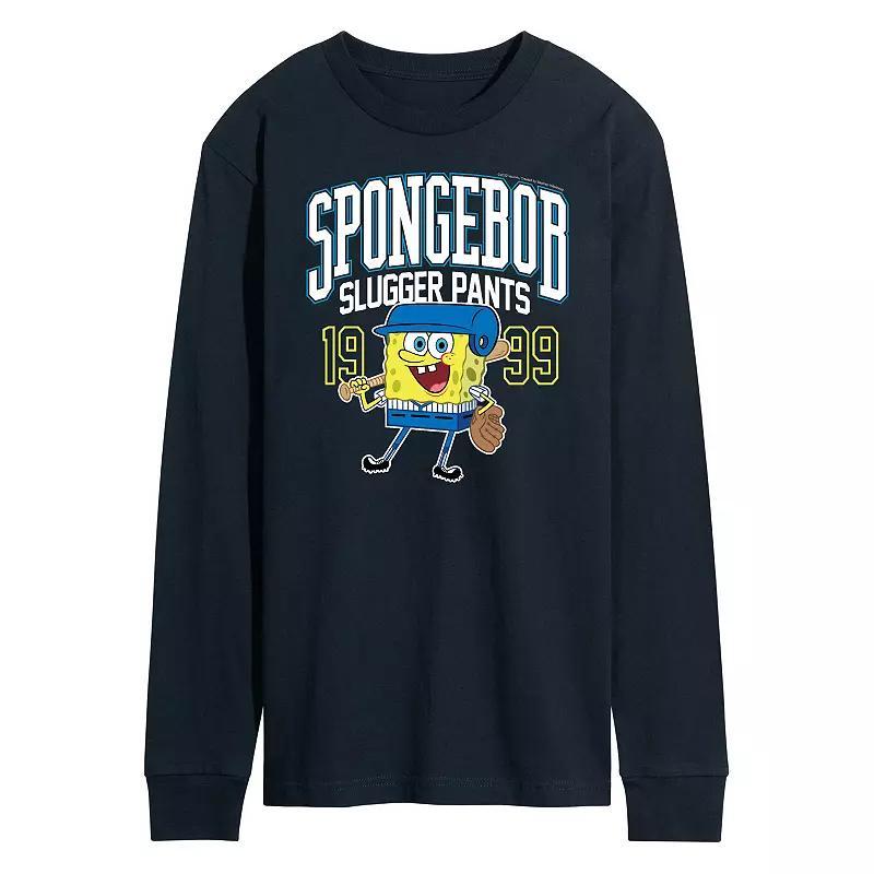 Mens Nickelodeon SpongeBob SquarePants Slugger Pants Long Sleeve Graphic Tee Blue Product Image