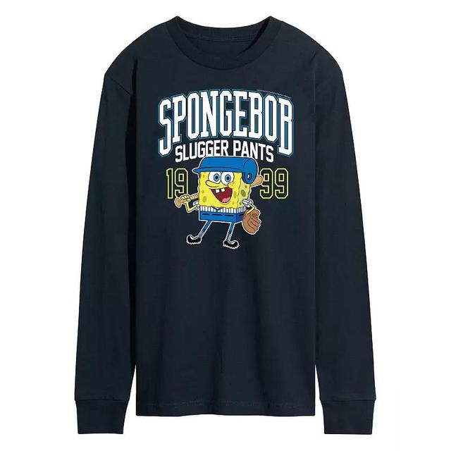 Mens Nickelodeon SpongeBob SquarePants Slugger Pants Long Sleeve Graphic Tee Blue Product Image