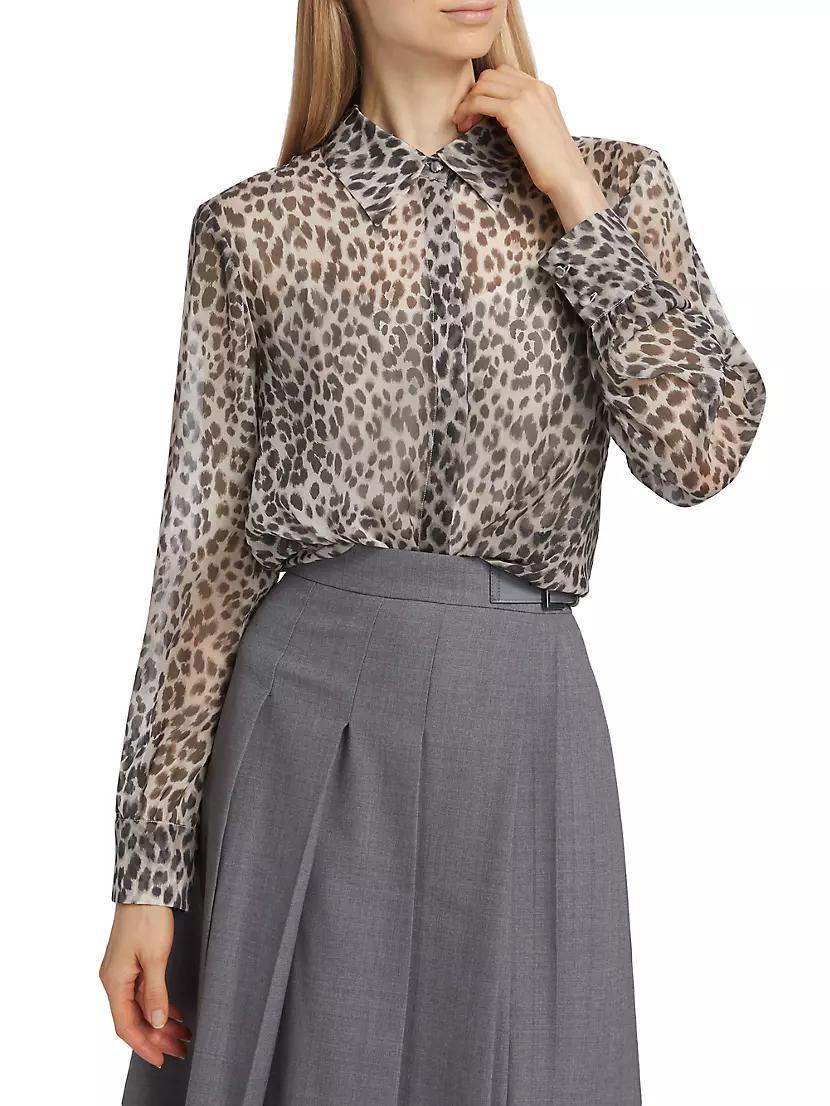 Valzer Leopard Silk Long-Sleeve Shirt Product Image